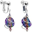 Handcrafted Spiral Dichroic Glass Clip On Earrings Made with SWAROVSKI ELEMENTS