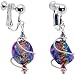 Handcrafted Spiral Dichroic Glass Clip On Earrings Made with SWAROVSKI ELEMENTS