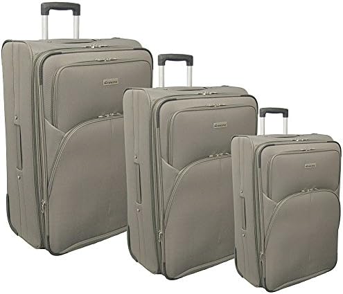 McBrine Luggage Eco Friendly 3 Piece Luggage Set with Inline Wheels (Khaki)