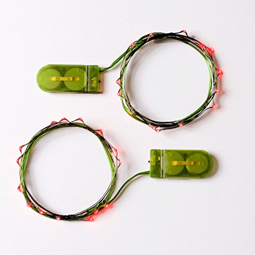 Rtgs 2 Sets of Micro LED 15 Super Bright Red Color Lights Battery Operated on 6 Ft Long Green Color Ultra Thin String Wire [NEWEST VERSION] + 100% RTGS Products Satisfaction Guarantee