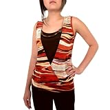 AGB Women's Printed Knit Twist Knot Top