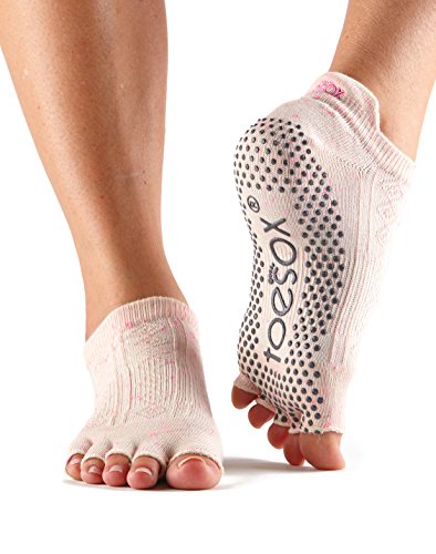 Toesox Women's Grip Half Toe Socks (Confetti) Small
