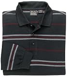 Traveler Long Sleeve Polo Black/Burgundy Stripe