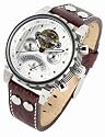 Burgmeister Limoges BM136-984 Herren Automatik Uhr Edelstahl/bicolor weiß offene Unruh Datum/Tag/Monat/24h Leder braun