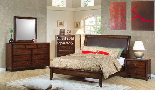 4pc King Size Platform Bedroom Set in Brown Finish