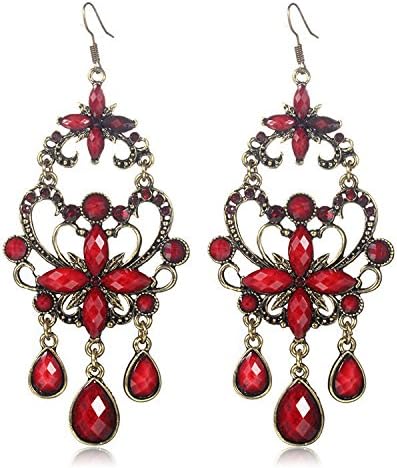 Salinla Jewelry Big long red earrings large statement drop earring pendientes vintage brinco grandes indian earings fashion EA13 prom earrings