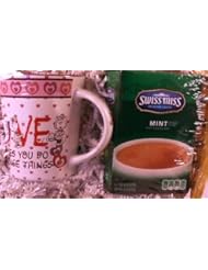 Grocery: Hot Cocoa and Mug 2 Item Combo Bundle - 1 Peanuts Themed Coffee Mug By Gibson Oversea Inc. and 1 box of 6 - 1 ounce enevelopes of Swiss Miss Mint Hot Cocoa Mix - Gibson Overseas and Swiss Miss