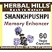 Shankhpushpi Capsules:Indian Ayurvedic Herb, 60 V Caps,240mg each,Brain tonic-Memory enhancer,help for sleep,relief from stress and anxiety,effective for nervous system.