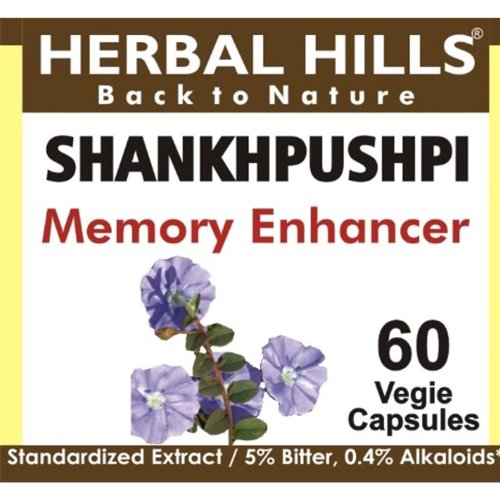 Shankhpushpi Capsules:Indian Ayurvedic Herb, 60 V Caps,240mg each,Brain tonic-Memory enhancer,help for sleep,relief from stress and anxiety,effective for nervous system.