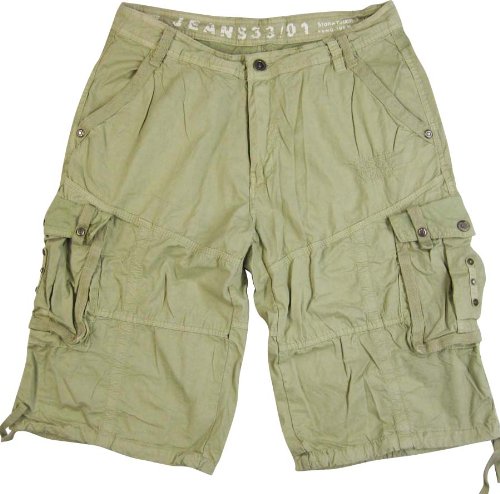 Mens Military-Style Stone Color Cargo Pocket Shorts S/#053 Size:38