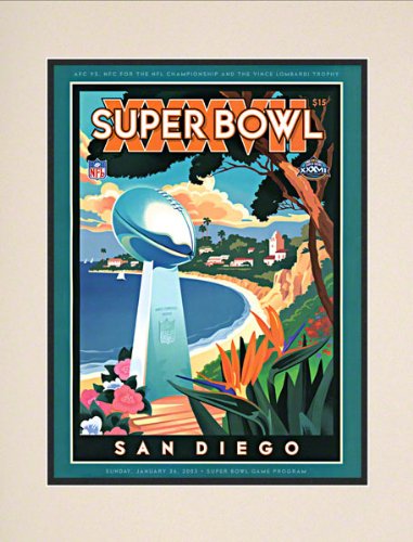 Matted 10.5 x 14 Super Bowl XXXVII Program Print | Details: 2003, Buccaneers vs Raiders