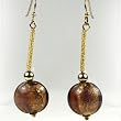 Gold Foil Murano Glass Bead Earrings - Serena Brown