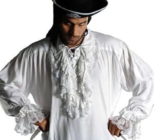 Pirate Buccaneer Renaissance Medieval Costume Shirt (XXX-Large, White)