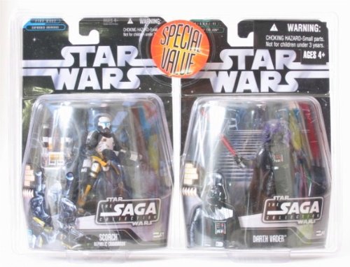 Scorch Republic Commander and Darth Vader - Star Wars Saga Collection Special Value Pack