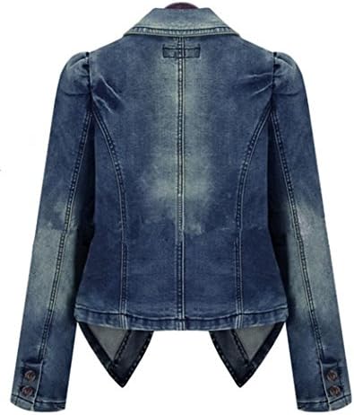 Bestor Fashion Vintage Women`s Long Sleeve Denim Jeans Blazers Ladies Suit Jacket (XL, Denim Blue)