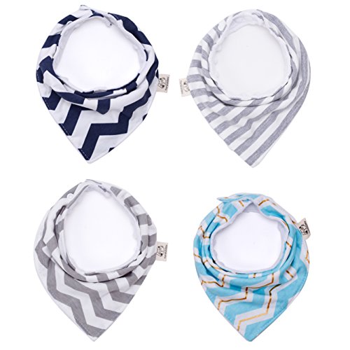 Tosnail Baby Bandana Drool Bibs, Unisex 4-pack, Cotton (Rough fringe Style)