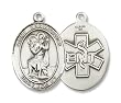 Sterling Silver St. Christopher EMT Medal Pendant with 24" Stainless Steel Chain in Gift Box