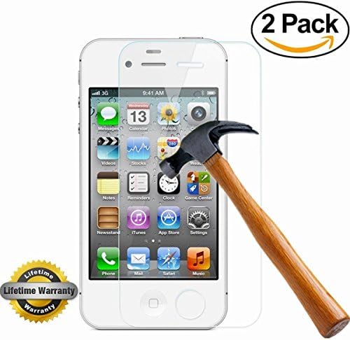 iPhone 4S Screen Protector, Generic Premium Tempered Glass Screen Protector (2.5D Round Edge/99% Clarity/Shatter-Proof/Bubble Free) for Apple iPhone 4/4S [Lifetime Warranty]-[2Pack]