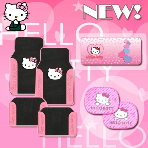 Hello Kitty Car Floor Mats Set And Pink Windshield Sunshade