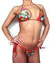 New Ed Hardy Women's Rhinestone Two Piece String Bikini Swimsuit "True to My Love" in Red