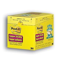 Post-it Super Sticky Notes, 4 x 4-Inches, Canary Yellow, Lined, 12-Pads/Pack