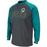 NFL Men's Miami Dolphins BSD Long Sleeve Henley Tee (Charcoal/Aqua, Medium)