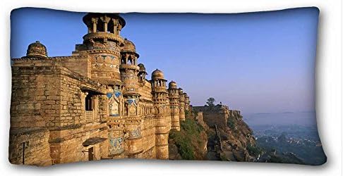 Custom Cotton &amp; Polyester Soft ( City fort architecture India history ) Soft Pillow Case Cover 20*36 Inch (One Sides)Zippered Pillowcase suitable for Queen-bed PC-White-20024