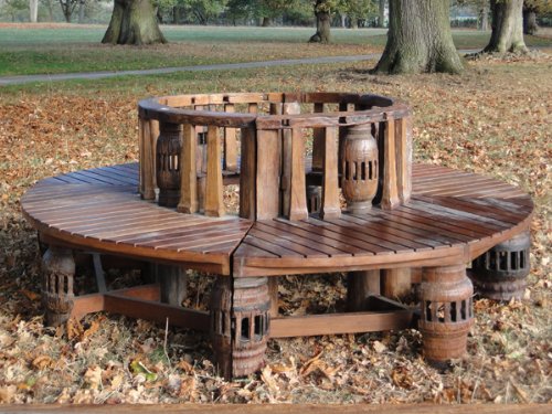 Garden Furniture Centre - Reclaimed Teak Tree Bench Garden Furniture Centre - Reclaimed Teak Tree Bench