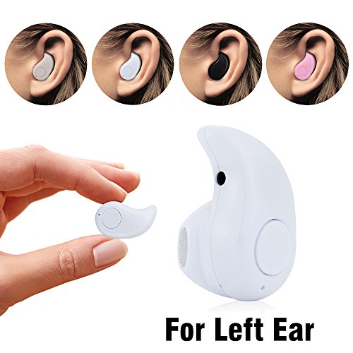 [Left Ear Version] Mini Bluetooth Wireless Invisible Headphone, Smallest PChero Wireless Earphones Earbuds Headphones headset with Mic For iPhone, iPad, Samsung, Most Bluetooth Smartphones - [White]