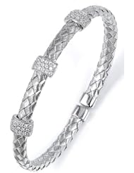Sterling Silver & Cz Bangle