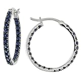 10k White Gold Sapphire w/ Black Rhodium Inside-Out Hoop Earrings