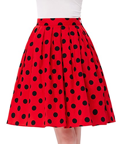Retro Pleated Polka Dots Bubble Skirt High Waist Size L CL6294-1