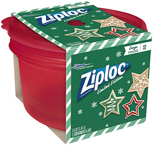 Ziploc Limited Edition Holiday Colored Storage Containers with Lids (Large Round, Red)