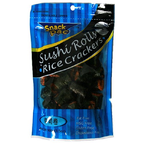 Snack Pac Rice Crackers, Sushi Rolls, 3.5-Ounce Bags (Pack of 12)