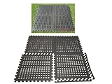INTERLOCKING EVA FOAM DRAINAGE GARDEN SWIMMING POOL FLOOR MATS GYM GARAGE 6 PIECE 45 X 45CM