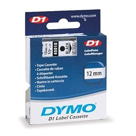 DYMO Labeling Tape, D1, Split Back, Adhesive, Easy Peel, 1 2x23', Black Print on Clear Tape by