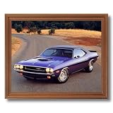 1970 Dodge Hemi Challenger Car Home Decor Wall Picture Oak Framed Art Print