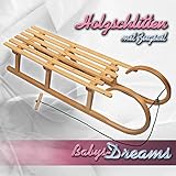 Babys-Dreams Hörnerrodel 120cm + Zugleine Schlitten Holzschlitten Kinderschlitten NEU