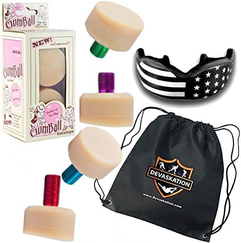 Damage Control Mouth Guard and New Colored Stem Gumball Toe Stops with Devaskation Drawstring Bag (Battle Flag)