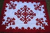 Anthuriums Hawaiian quilt comforter, Red