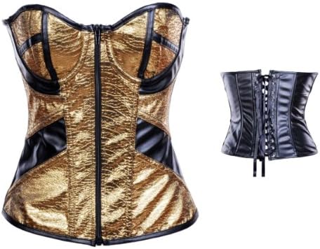 Wuhu Basques Faux Leather Zipper up Corset Top Punk Rock Bustier Clubwear