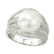 Fresh Water Cultured Pearl with 1/3 ct. Diamond Ring in 14K White Gold