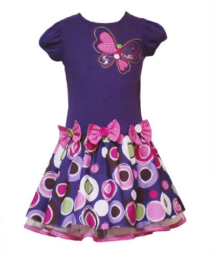 Rare Editions Girls 2-6x Drop Waist Butterfly Dress