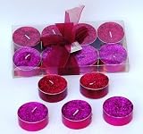 Glitter Tea Light Candles 8/Pk - Red/Pink