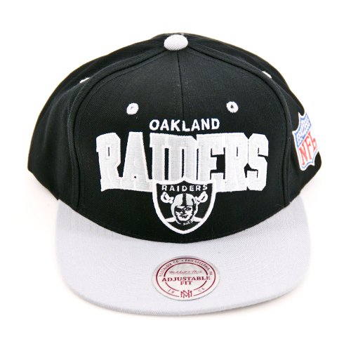 Mitchell & Ness Oakland Raiders Flat Brim Snap Back Hat Adjustable