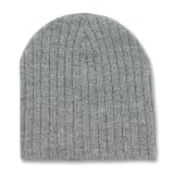 GREY SHORT CABLE KNIT BEANIE SKI CAP CAPS HAT HATS TOQUE