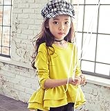 Candykids 女の子 子供服 入学式・入園式・卒園式・お祝い 結婚式 発表会 入学式 ガールズ ベビー 赤ちゃん キッズ 子ども シャツ 長袖 (140cm, イエロー)