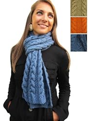 Handmade Soft Acrylic Scarf - Masterpiece Knitting Collection - Cable Design (100% Knitted By Hand)