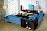 3pc Contemporary Modern Sectional w/Bookcase Fabric Sofa Set, SH-70-S1