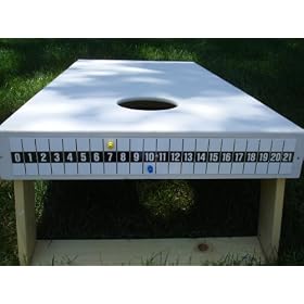 Click here to buy Corn Hole Game Bag Toss Decal Overlay Magnetic Scoreboard Black on White.